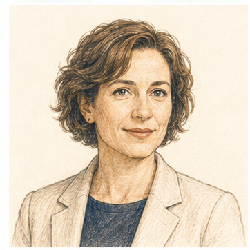 Fictional colored-pencil portrait illustrating an example expert capability.