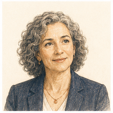 Fictional colored-pencil portrait illustrating an example expert capability.