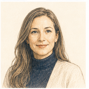 Fictional colored-pencil portrait illustrating an example expert capability.