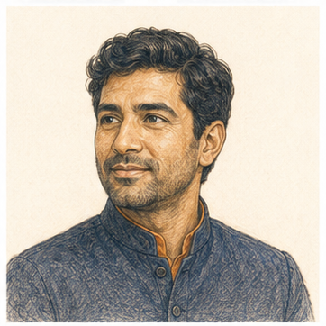Fictional colored-pencil portrait illustrating an example expert capability.
